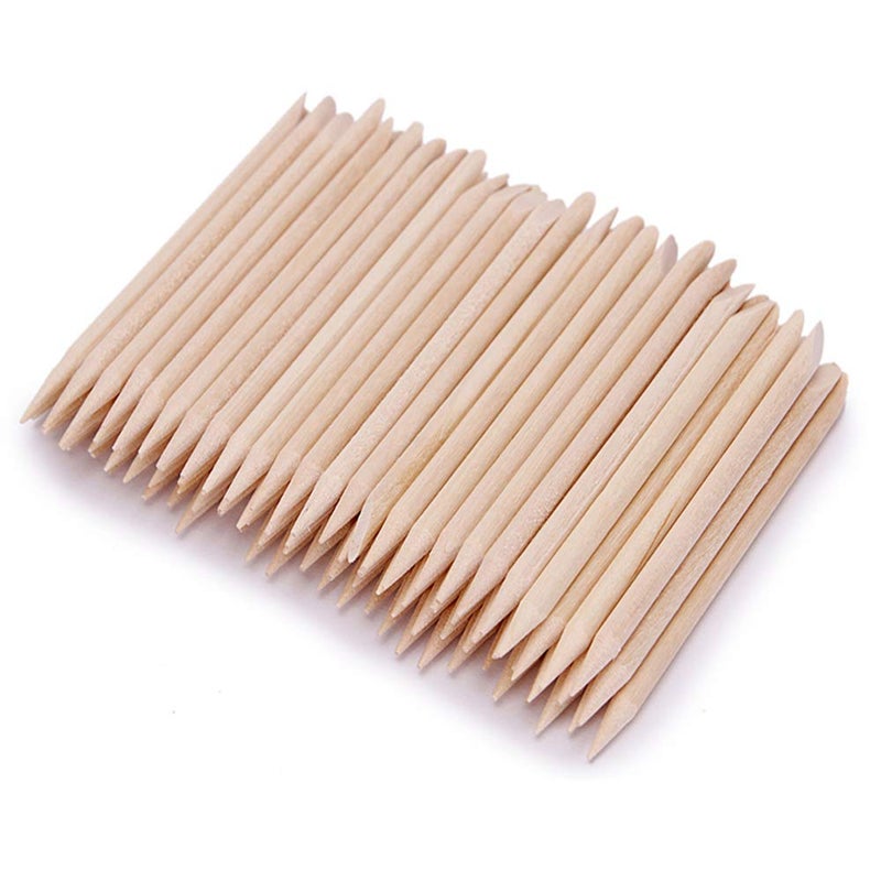Sowaka 100 Pcs Nail Sticks Orange Wood Double Sided Natural Manicure Mini Cuticle Stick Pusher Remover for Women - Image 1